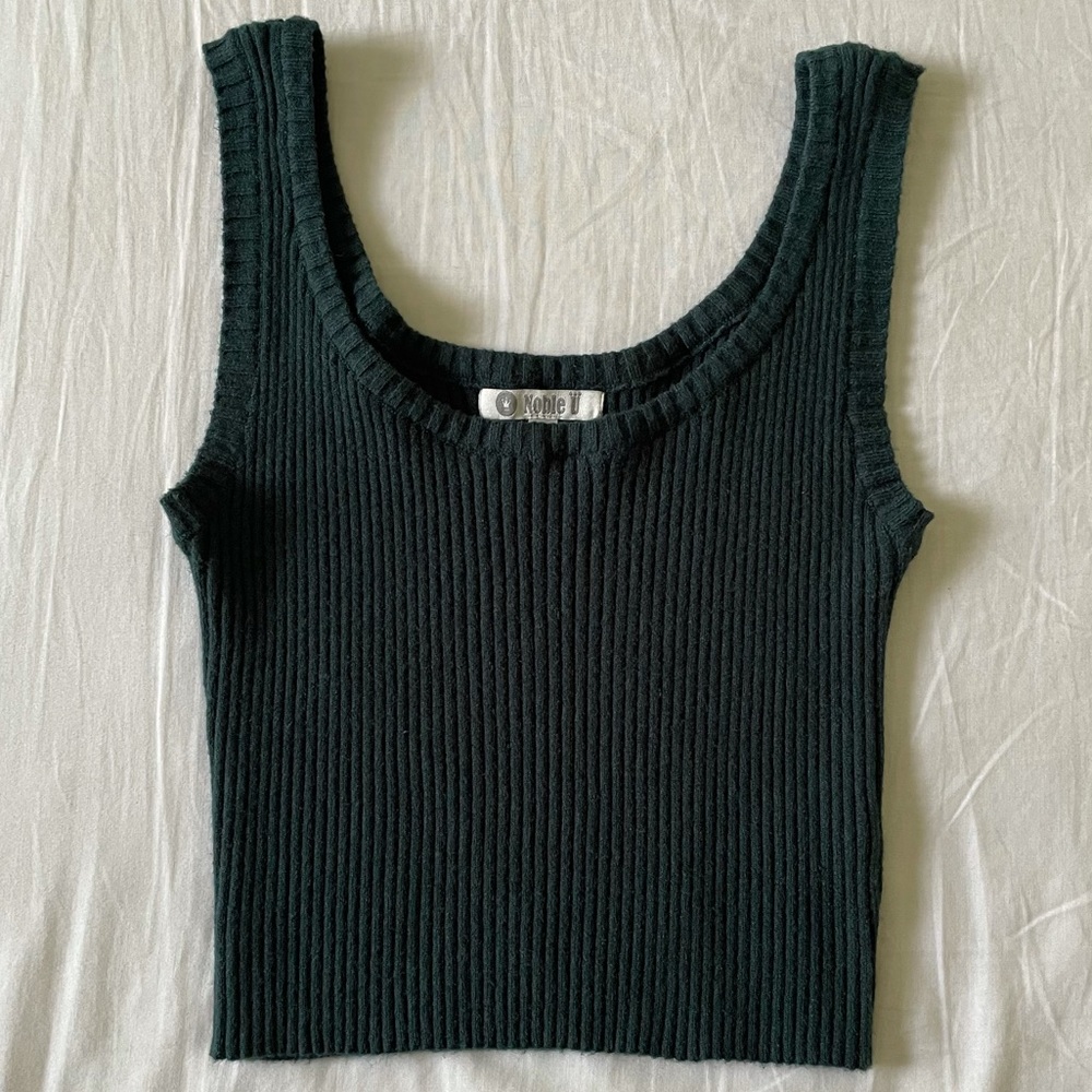 Dark Green Ribbed Tank Top